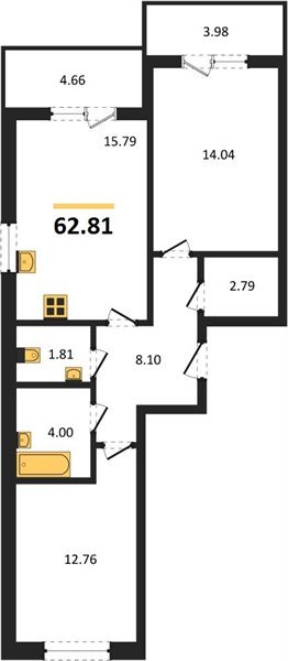 Фото №1: 2-комнатная квартира 62 м² - Краснодар, Прикубанский внутригородской округ, мкр. ЖК Тёплые Края