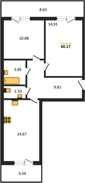 Фото №1: 2-комнатная квартира 60 м² - Краснодар, Прикубанский внутригородской округ, мкр. ЖК Тёплые Края