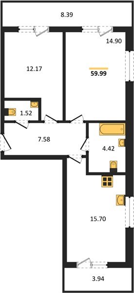 Фото №1: 2-комнатная квартира 60 м² - Краснодар, ЖК Тёплые Края