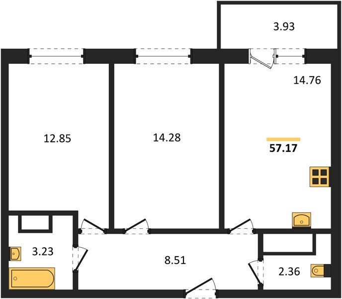 Фото №1: 2-комнатная квартира 56 м² - Краснодар, ЖК Тёплые Края
