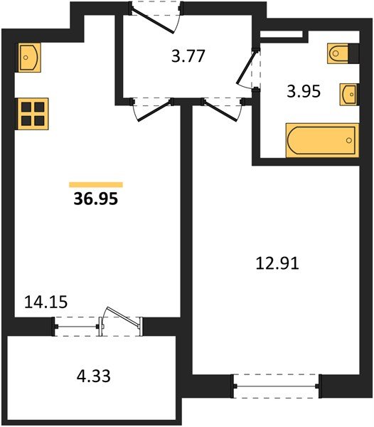 Фото №1: 1-комнатная квартира 36 м² - Краснодар, Прикубанский внутригородской округ, мкр. ЖК Тёплые Края