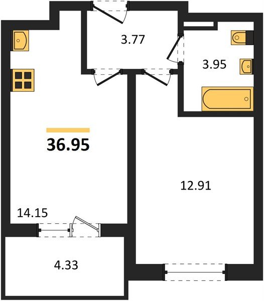 Фото №1: 1-комнатная квартира 36 м² - Краснодар, Прикубанский внутригородской округ, мкр. ЖК Тёплые Края