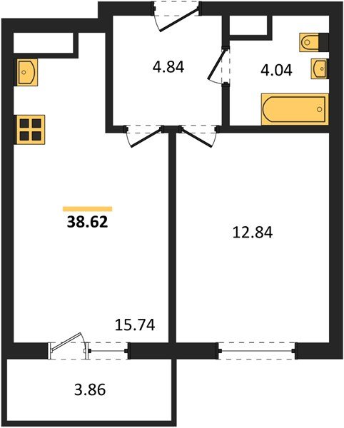 Фото №1: 1-комнатная квартира 38 м² - Краснодар, Прикубанский внутригородской округ, мкр. ЖК Тёплые Края