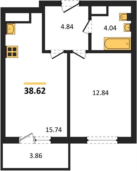 Фото №1: 1-комнатная квартира 38 м² - Краснодар, Прикубанский внутригородской округ, мкр. ЖК Тёплые Края