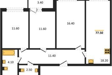 Фото №1: 3-комнатная квартира 77 м² - Пригородный, мкр. жилой комплекс Сиреневый Бульвар, 