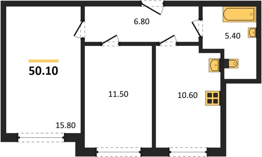 Фото №1: 2-комнатная квартира 50 м² - Пригородный, жилой комплекс Сиреневый Бульвар, 