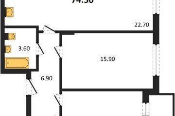 Фото №1: 2-комнатная квартира 74 м² - Пригородный, мкр. жилой комплекс Сиреневый Бульвар, 