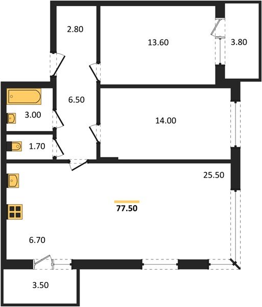 Фото №1: 2-комнатная квартира 77 м² - Пригородный, жилой комплекс Сиреневый Бульвар, 