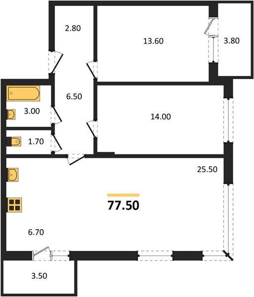 Фото №1: 2-комнатная квартира 77 м² - Пригородный, жилой комплекс Сиреневый Бульвар, 