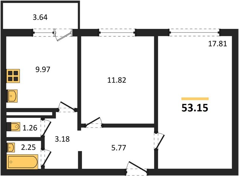 Фото №1: 2-комнатная квартира 53 м² - Кропоткин, 1-й, мкр. жилой комплекс Романовский