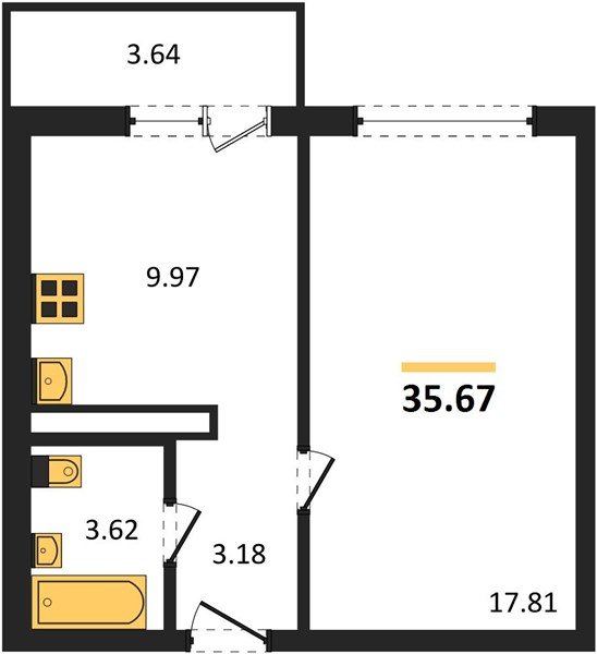 Фото №1: 1-комнатная квартира 35 м² - Кропоткин, 1-й, мкр. жилой комплекс Романовский