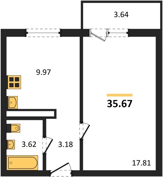 Фото №1: 1-комнатная квартира 35 м² - Кропоткин, 1-й, мкр. жилой комплекс Романовский