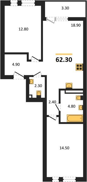 Фото №1: 2-комнатная квартира 62 м² - Краснодар, Прикубанский внутригородской округ, мкр. ЖК Эрмитаж, ул. им. Мурата Ахеджака, 26