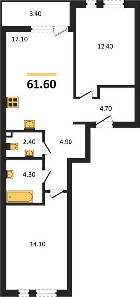 Фото №1: 2-комнатная квартира 61 м² - Краснодар, ЖК Эрмитаж, жилой комплекс Эрмитаж, мкр. Прикубанский внутригородской округ, ул. им. Мурата Ахеджака, 26