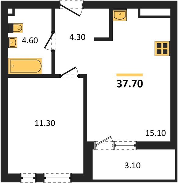 Фото №1: 1-комнатная квартира 37 м² - Краснодар, Прикубанский внутригородской округ, мкр. ЖК Эрмитаж, ул. им. Мурата Ахеджака, 26