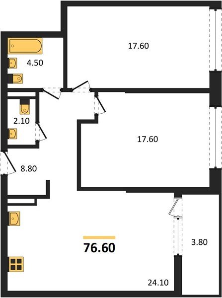 Фото №1: 2-комнатная квартира 76 м² - Краснодар, ЖК Эрмитаж, жилой комплекс Эрмитаж, мкр. Прикубанский внутригородской округ, ул. им. Мурата Ахеджака, 26