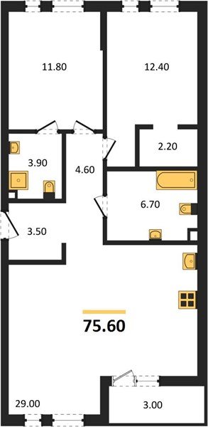 Фото №1: 2-комнатная квартира 75 м² - Краснодар, жилой комплекс Эрмитаж, ул. им. Мурата Ахеджака, 26