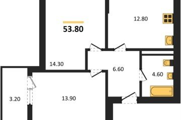 Фото №1: 2-комнатная квартира 53 м² - Краснодар, мкр. жилой комплекс Эрмитаж, ул. им. Мурата Ахеджака, 26