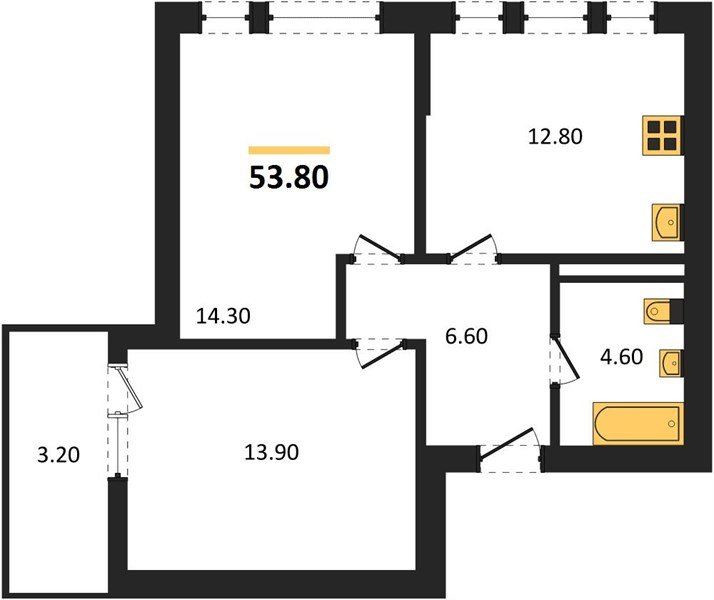 Фото №1: 2-комнатная квартира 53 м² - Краснодар, жилой комплекс Эрмитаж, ул. им. Мурата Ахеджака, 26