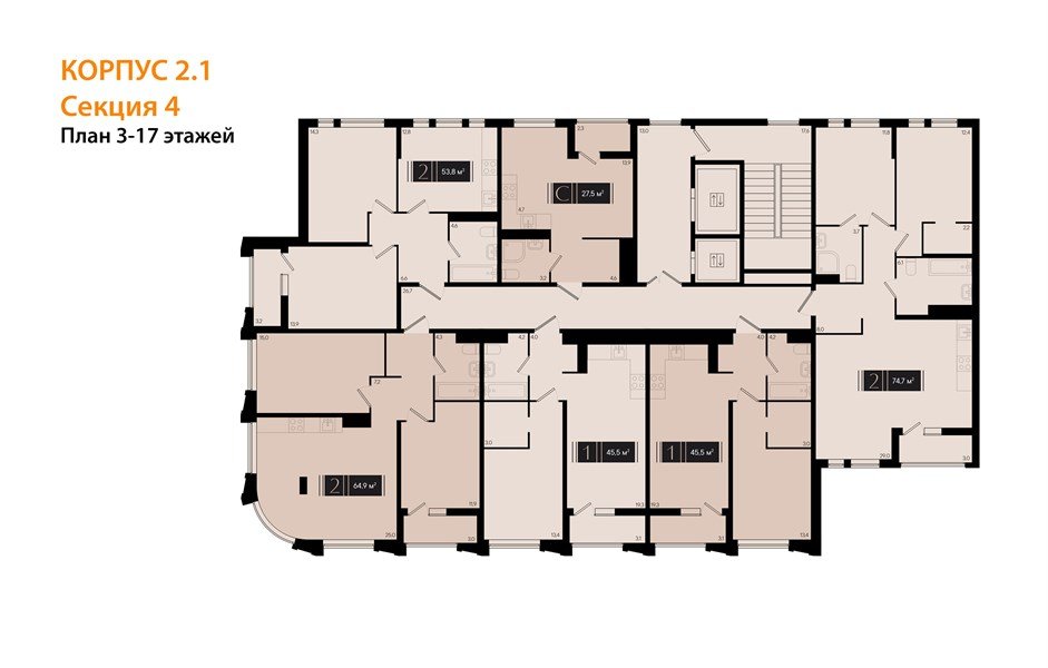 Фото №8: 2-комнатная квартира 74 м² - Краснодар, жилой комплекс Эрмитаж, ул. им. Мурата Ахеджака, 26