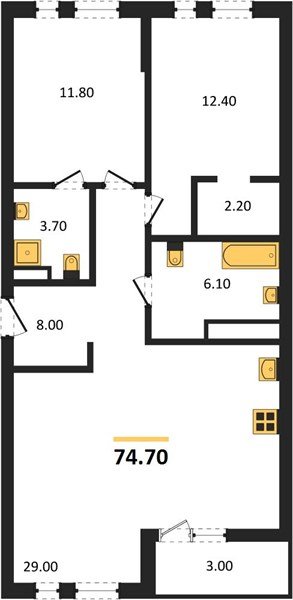 Фото №1: 2-комнатная квартира 74 м² - Краснодар, жилой комплекс Эрмитаж, ул. им. Мурата Ахеджака, 26