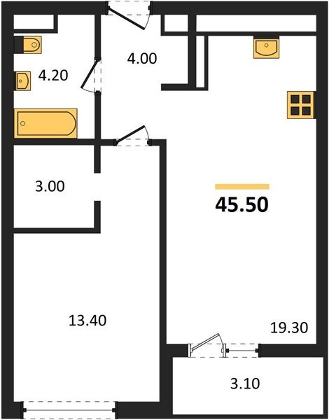 Фото №1: 1-комнатная квартира 45 м² - Краснодар, жилой комплекс Эрмитаж, ул. им. Мурата Ахеджака, 26