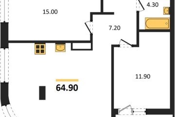 Фото №1: 2-комнатная квартира 64 м² - Краснодар, мкр. жилой комплекс Эрмитаж, ул. им. Мурата Ахеджака, 26
