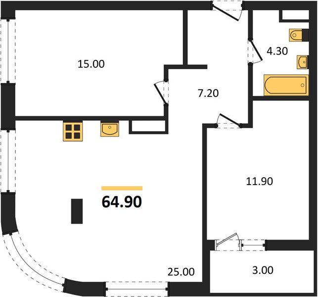 Фото №1: 2-комнатная квартира 64 м² - Краснодар, жилой комплекс Эрмитаж, ул. им. Мурата Ахеджака, 26