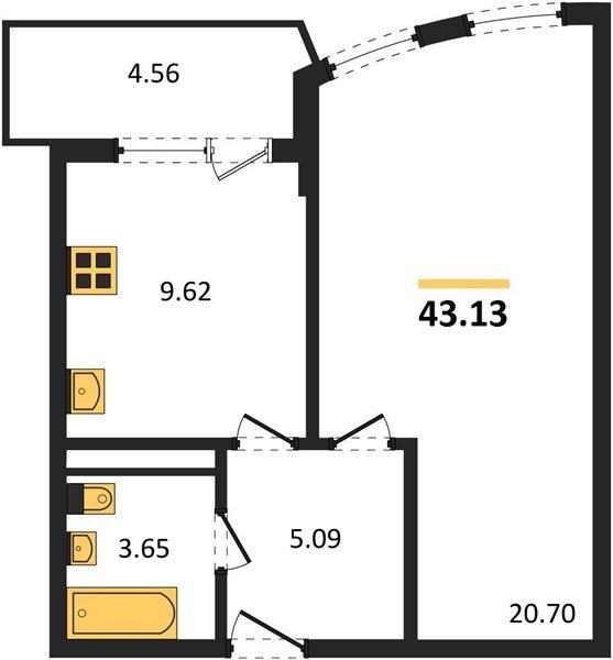Фото №1: 1-комнатная квартира 43 м² - Краснодар, Хлопчато-бумажный Комбинат, Карасунский внутригородской округ, мкр. жилой комплекс Кино, ул. Уральская, 100/5