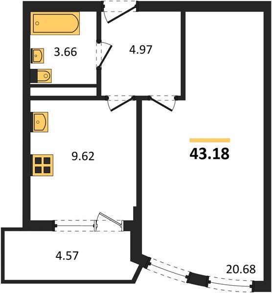 Фото №1: 1-комнатная квартира 43 м² - Краснодар, Хлопчато-бумажный Комбинат, Карасунский внутригородской округ, мкр. жилой комплекс Кино, ул. Уральская, 100/5