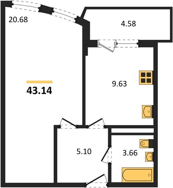 Фото №1: 1-комнатная квартира 43 м² - Краснодар, Хлопчато-бумажный Комбинат, Карасунский внутригородской округ, мкр. жилой комплекс Кино, ул. Уральская, 100/5