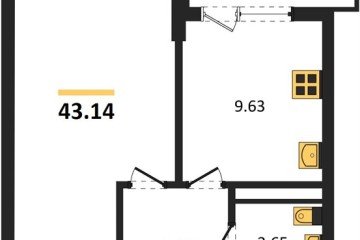 Фото №1: 1-комнатная квартира 43 м² - Краснодар, мкр. жилой комплекс Кино, ул. Уральская, 100/5