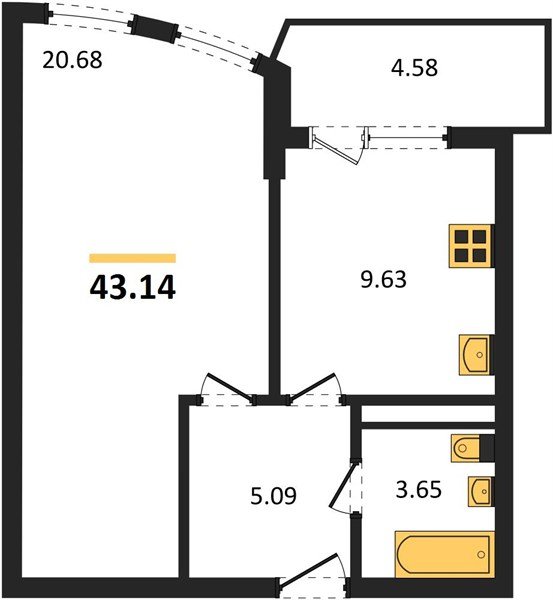 Фото №1: 1-комнатная квартира 43 м² - Краснодар, жилой комплекс Кино, ул. Уральская, 100/5