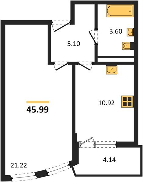 Фото №1: 1-комнатная квартира 45 м² - Краснодар, жилой комплекс Кино, ул. Уральская, 100/5
