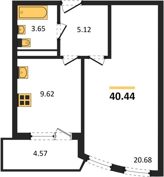 Фото №1: 1-комнатная квартира 43 м² - Краснодар, жилой комплекс Кино, ул. Уральская, 100/5