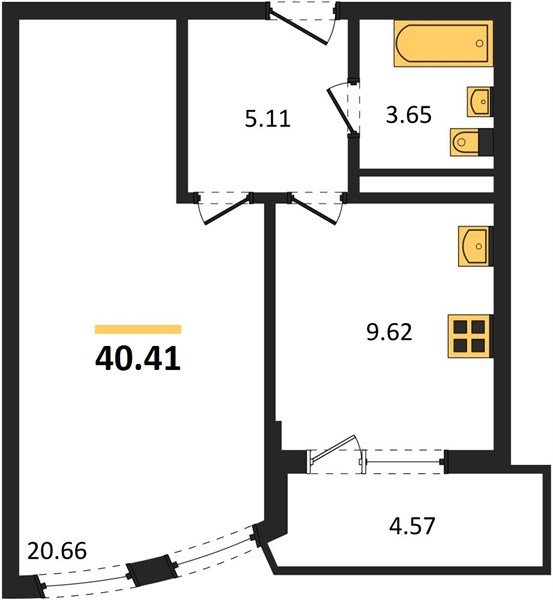 Фото №1: 1-комнатная квартира 43 м² - Краснодар, жилой комплекс Кино, ул. Уральская, 100/5