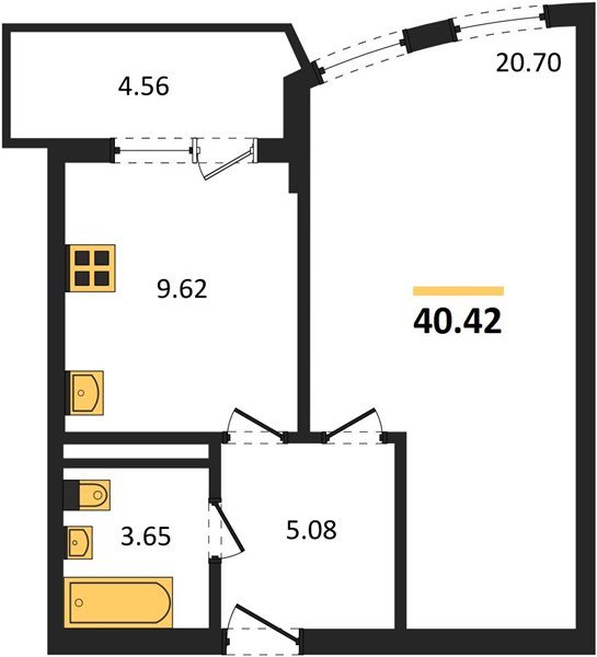 Фото №1: 1-комнатная квартира 43 м² - Краснодар, жилой комплекс Кино, ул. Уральская, 100/5
