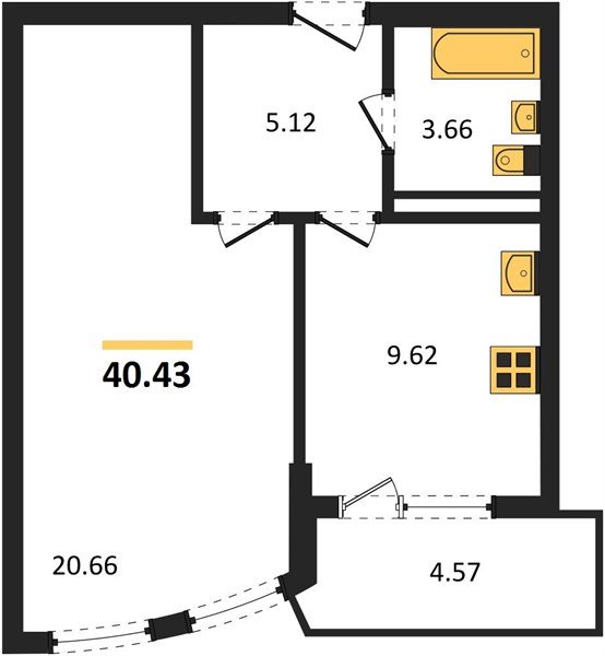 Фото №1: 1-комнатная квартира 43 м² - Краснодар, жилой комплекс Кино, ул. Уральская, 100/5