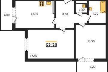 Фото №1: 2-комнатная квартира 62 м² - Краснодар, мкр. жилой комплекс Парк У Дома, ул. Героев-Разведчиков, 11