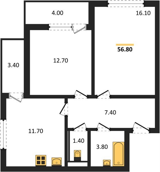 Фото №1: 2-комнатная квартира 56 м² - Краснодар, Прикубанский внутригородской округ, ЖК Бауинвест, мкр. ЖК Парк у Дома, ул. Героев-Разведчиков, 11