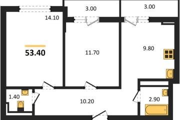 Фото №1: 2-комнатная квартира 53 м² - Краснодар, мкр. ЖК Парк у Дома, ул. Героев-Разведчиков, 11