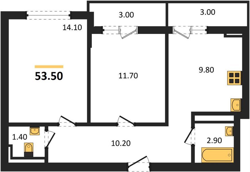 Фото №1: 2-комнатная квартира 53 м² - Краснодар, ЖК Бауинвест, ЖК Парк у Дома, жилой комплекс Бауинвест, Прикубанский внутригородской округ, мкр. жилой комплекс Парк У Дома, ул. Героев-Разведчиков, 11