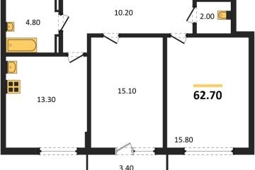 Фото №1: 2-комнатная квартира 62 м² - Краснодар, мкр. жилой комплекс Парк У Дома, ул. Героев-Разведчиков, 11
