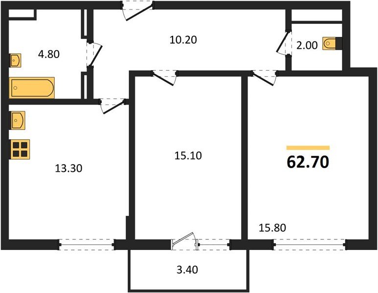 Фото №1: 2-комнатная квартира 62 м² - Краснодар, ЖК Бауинвест, ЖК Парк у Дома, жилой комплекс Бауинвест, Прикубанский внутригородской округ, мкр. жилой комплекс Парк У Дома, ул. Героев-Разведчиков, 11