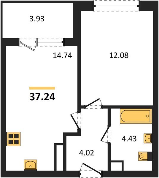 Фото №1: 1-комнатная квартира 37 м² - Краснодар, жилой комплекс Друзья, 