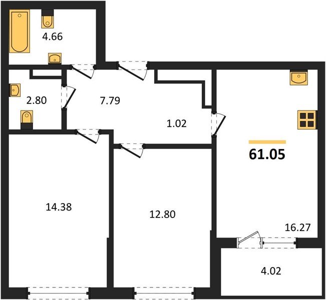 Фото №1: 2-комнатная квартира 61 м² - Краснодар, Прикубанский внутригородской округ, мкр. жилой комплекс Друзья, ул. имени Генерала Брусилова, 28к4