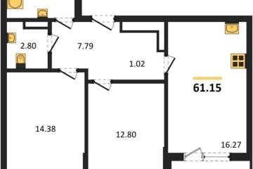 Фото №1: 2-комнатная квартира 61 м² - Краснодар, мкр. жилой комплекс Друзья, ул. имени Генерала Брусилова, 28к4