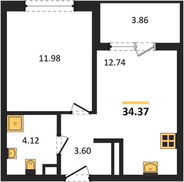 Фото №1: 1-комнатная квартира 34 м² - Краснодар, жилой комплекс Друзья, 