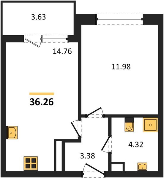 Фото №1: 1-комнатная квартира 36 м² - Краснодар, жилой комплекс Друзья, 