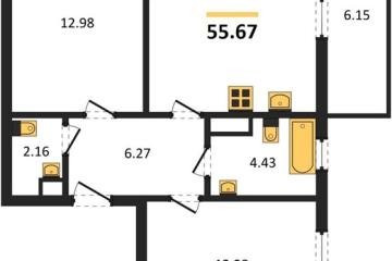 Фото №1: 2-комнатная квартира 55 м² - Краснодар, мкр. жилой комплекс Друзья, ул. имени Генерала Брусилова, 28к4